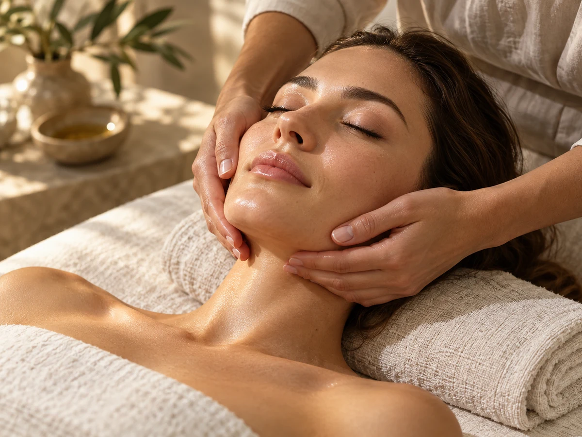 A calming facial massage with gentle expert hands